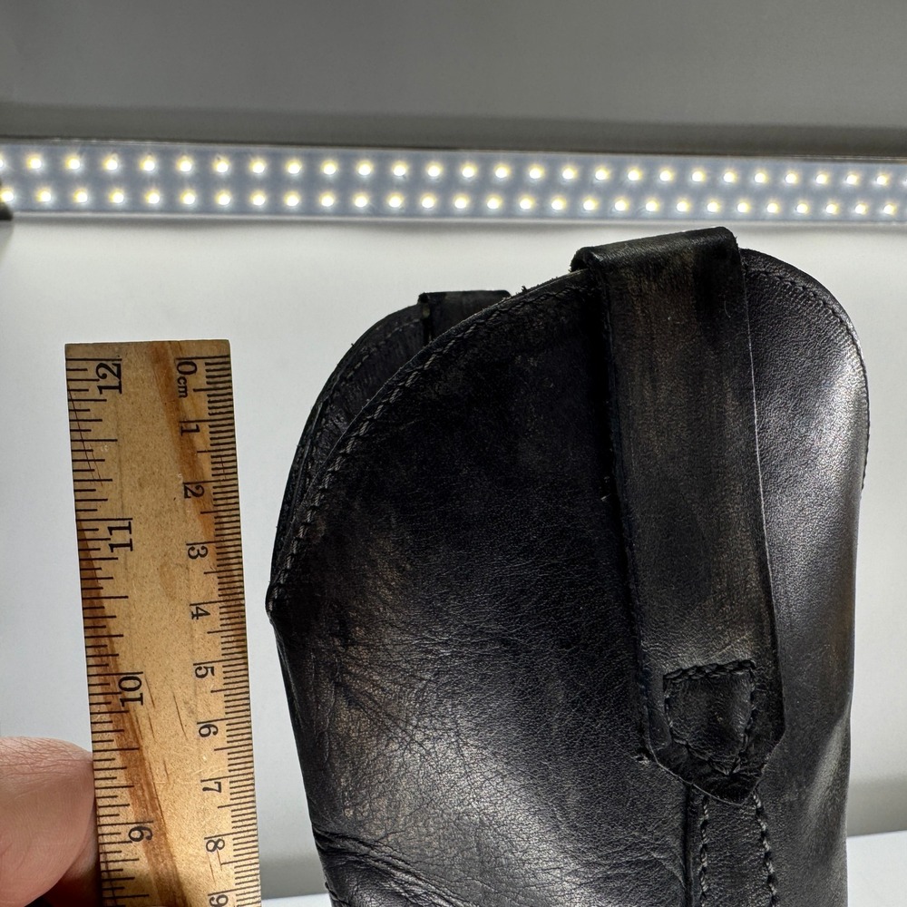 Vintage Zodiac Rusty Cowboy Western Boots Women 7.5 Black Leather Stacked Heel - Picture 5 of 11